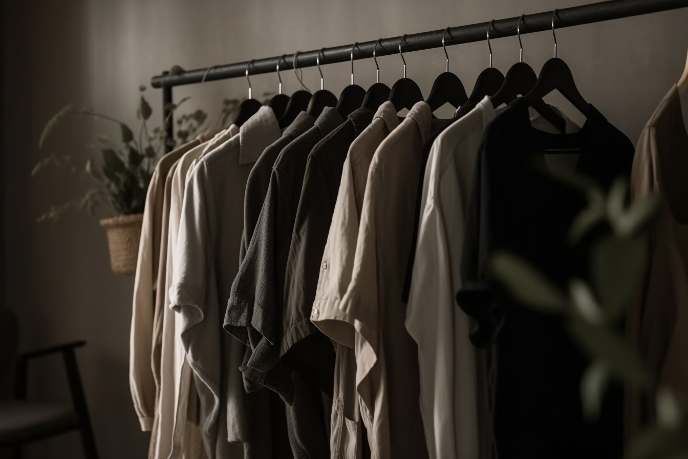 Recyclable Clothes Hanged in a Rack